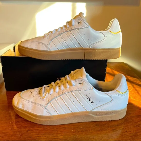 adidas gazelle silver green womens Adidas Tyshawn Remastered Skate Shoes Footwear White Black / Core Blac   Stardust Skate Shop